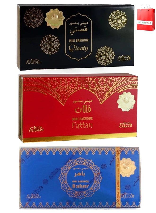 3Pcs Nabeel Ultimate Incense Mini Bakhoor Qisaty Fattan and Baher