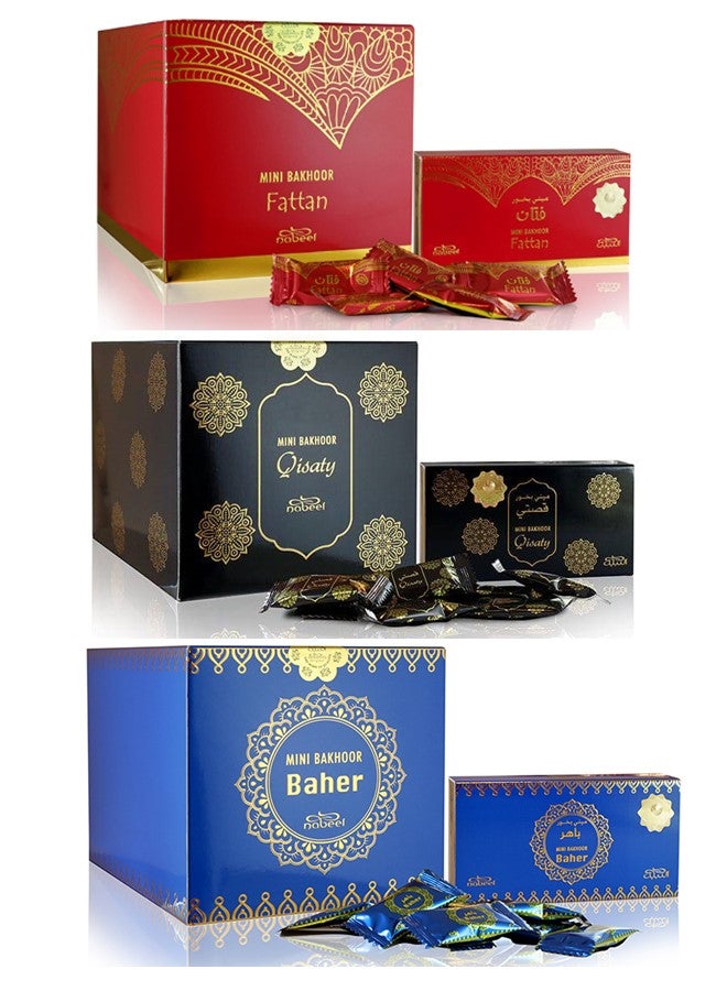 3Pcs Nabeel Ultimate Incense Mini Bakhoor Qisaty Fattan and Baher