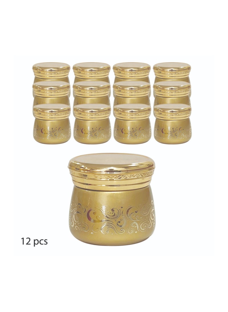 12 Pieces Golden Empty Bhakoor Glass Jar  sample container