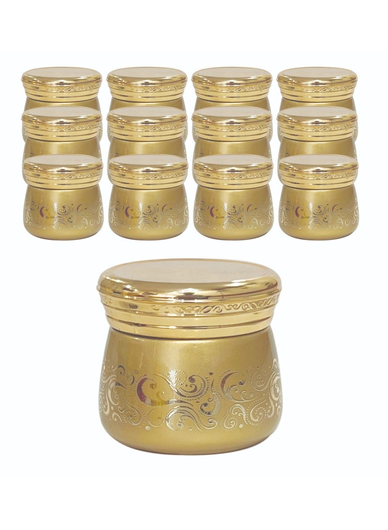 12 Pieces Golden Empty Bhakoor Glass Jar  sample container
