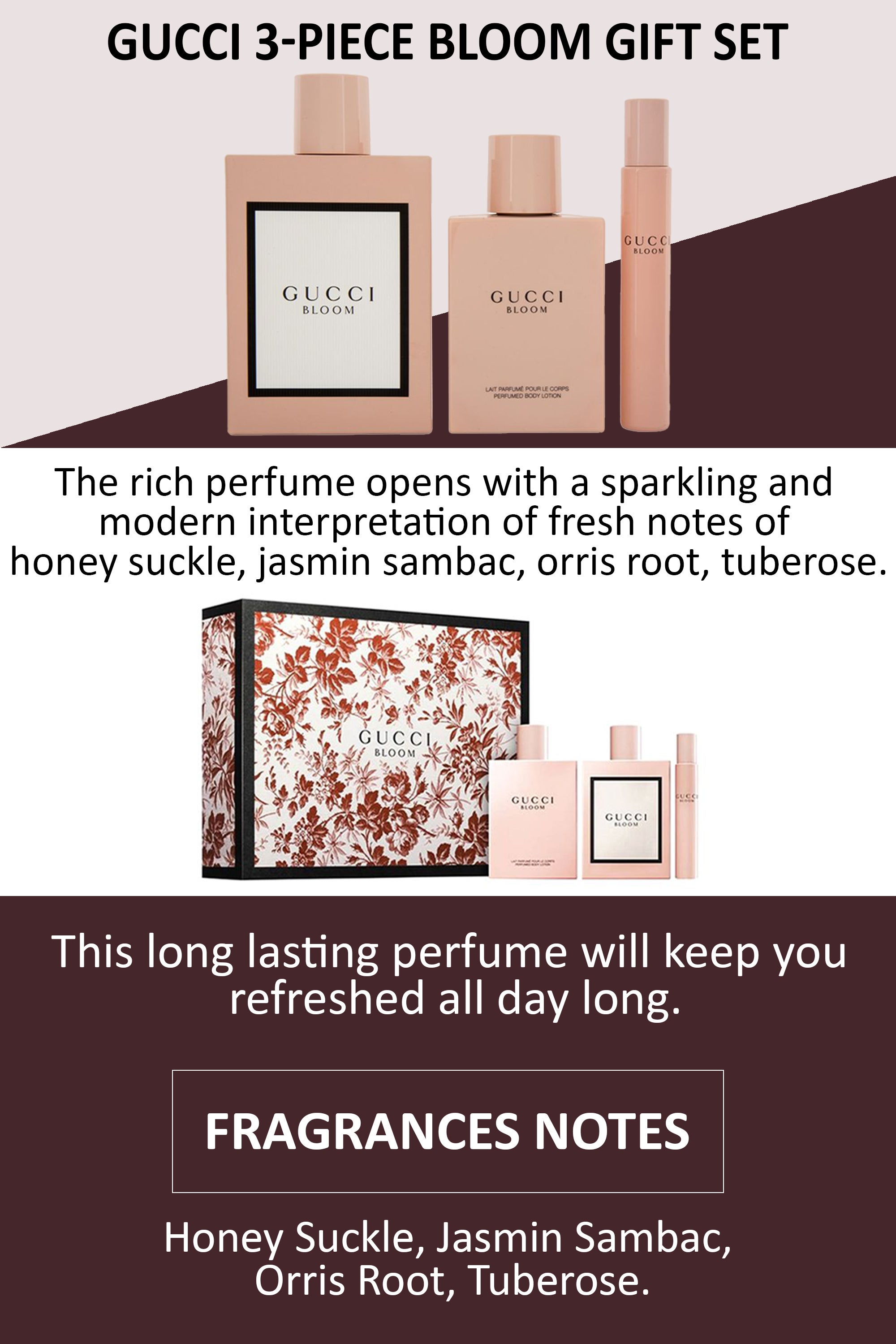 3-Piece Bloom Gift Set EDP Spray 100, Body Lotion 100, Mini Roll-On EDP 7.4ml