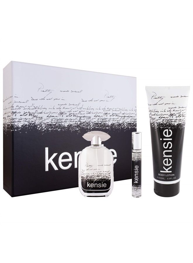 Kensie Fragrance for Her Eau De Parfum 3.4 FL. Oz, Eau De Parfum 0.3 FL. Oz, and Body Lotion 6.8 Oz