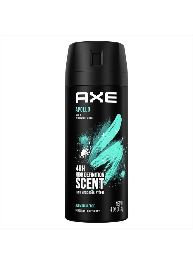 Apollo Body Spray Deodorant Sage & Cedarwood for Long-Lasting Odor Protection, Deodorant for Men Formulated Without Aluminum 4.0 oz