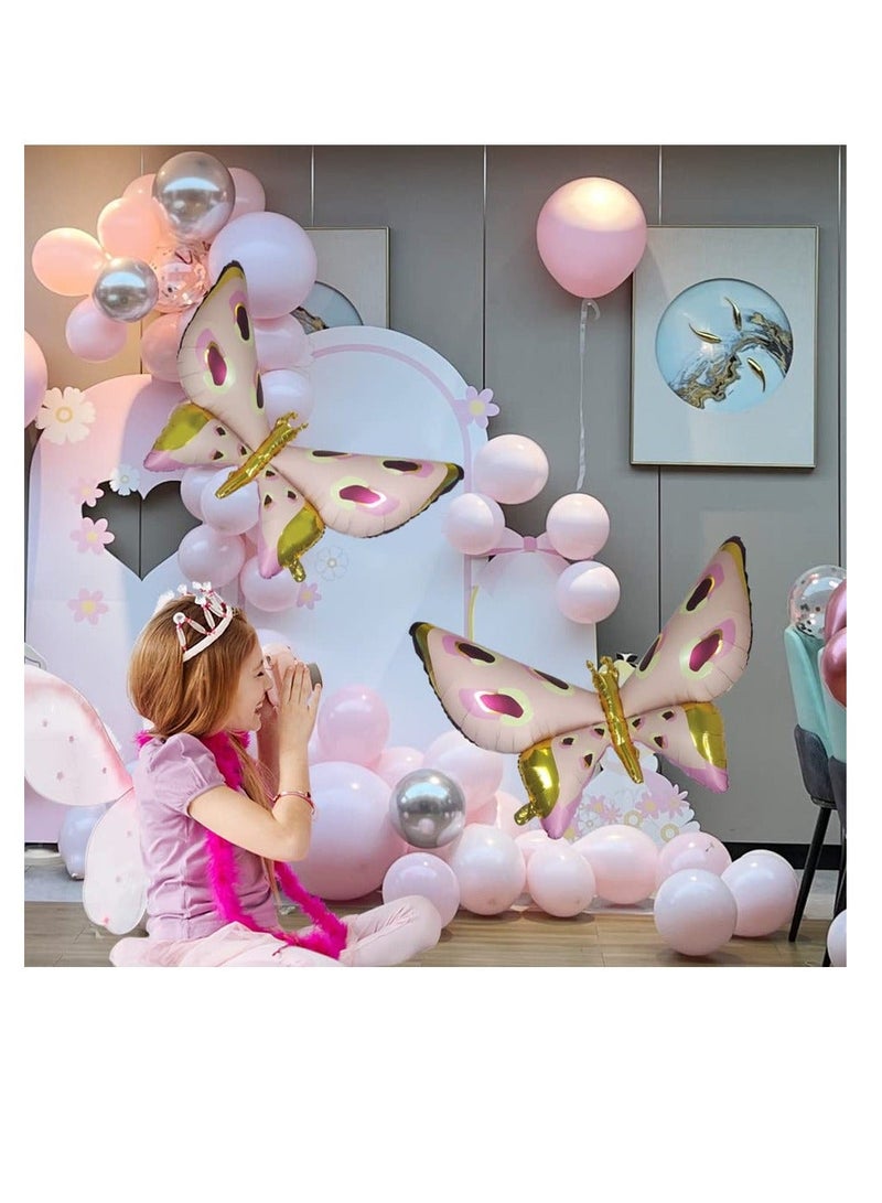 Butterfly Balloons Fairy Wings Balloon for Girls Birthday Party Decorations Huge 50 Inches Kids Baby Shower Spring Theme Garden Decor Supplies Pink and Blue 4Pcs
