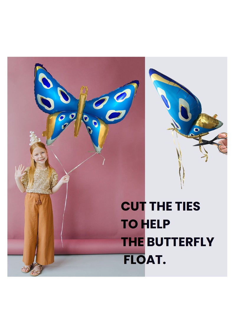 Butterfly Balloons Fairy Wings Balloon for Girls Birthday Party Decorations Huge 50 Inches Kids Baby Shower Spring Theme Garden Decor Supplies Pink and Blue 4Pcs