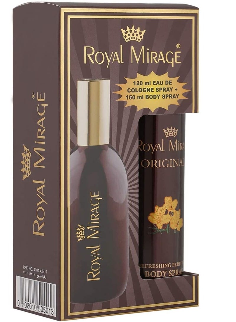 Royal Mirage EDC 120ml Plus Original Body Spray 200ml (Combo Pack)