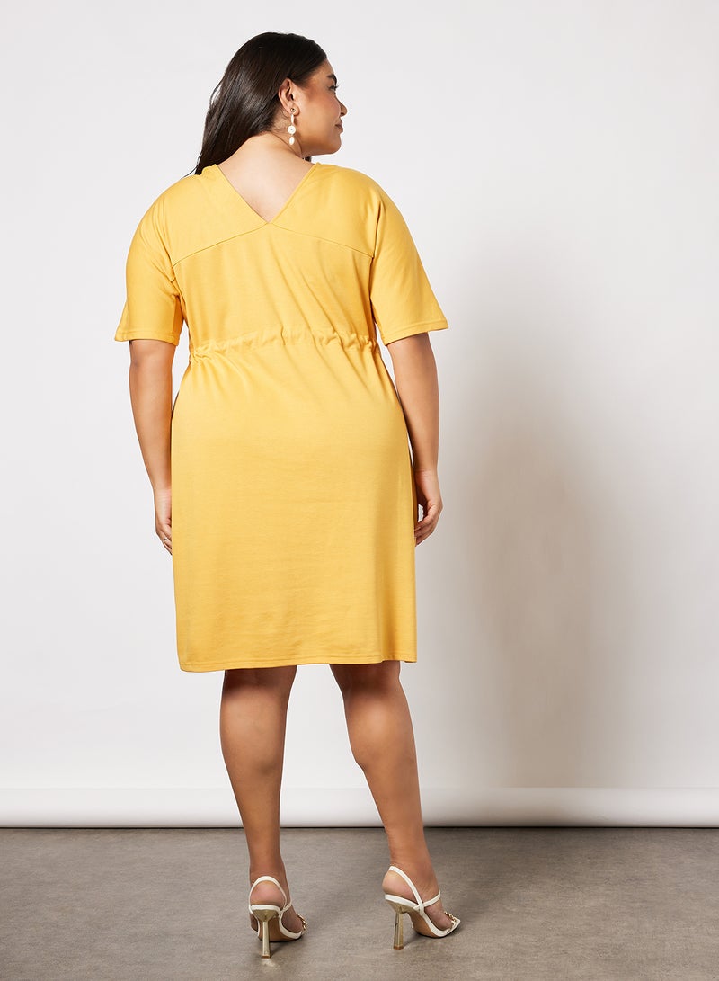 Drawstring Waist Dress Yellow