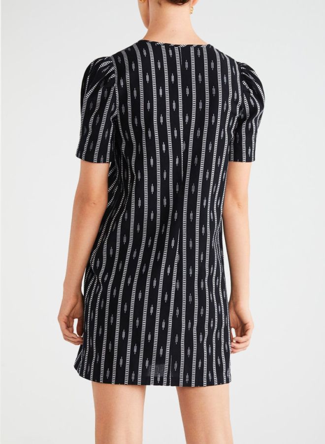 Cord Printed Dress Black/White