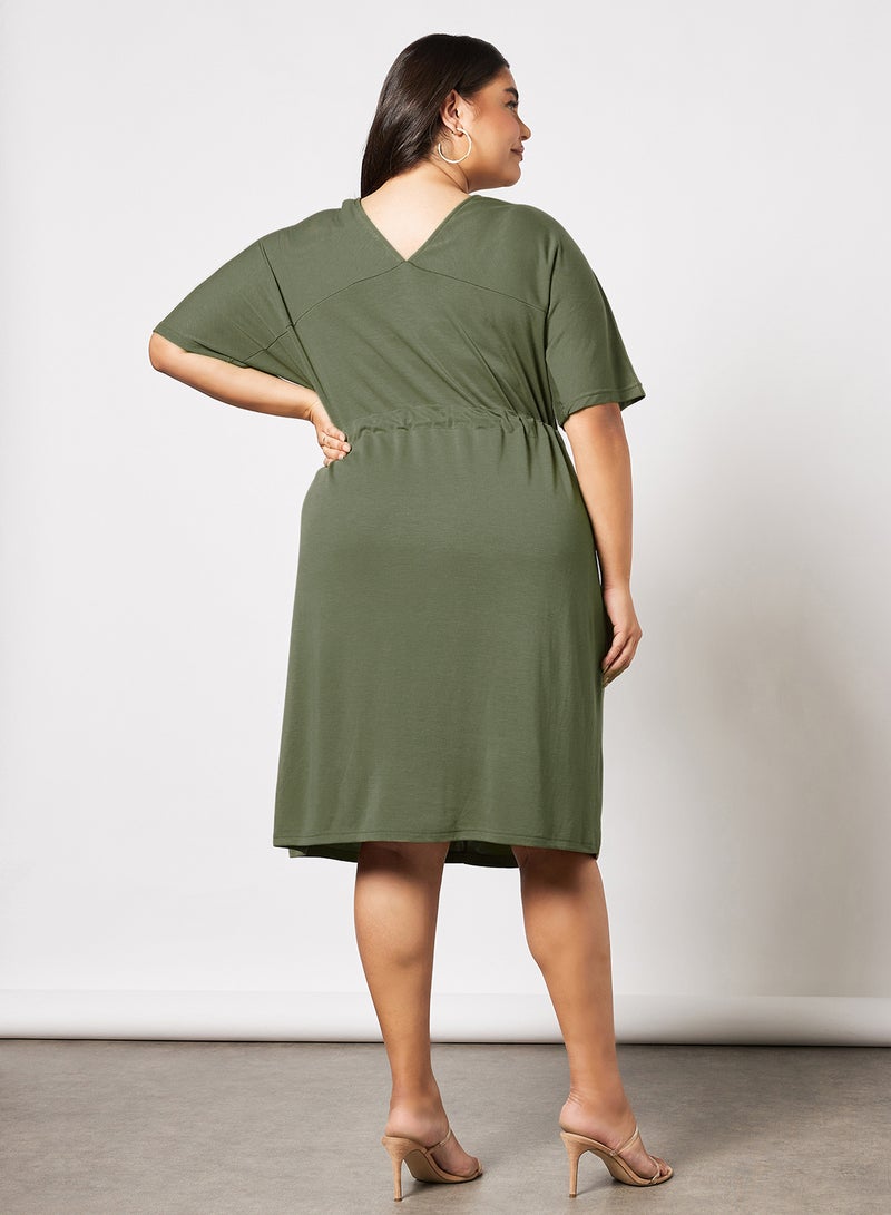 Drawstring Waist Dress Covert Green