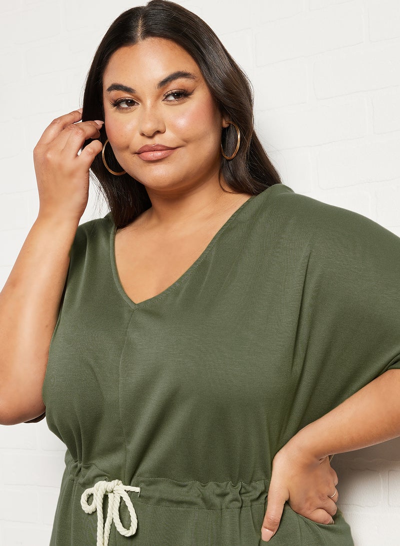 Drawstring Waist Dress Covert Green