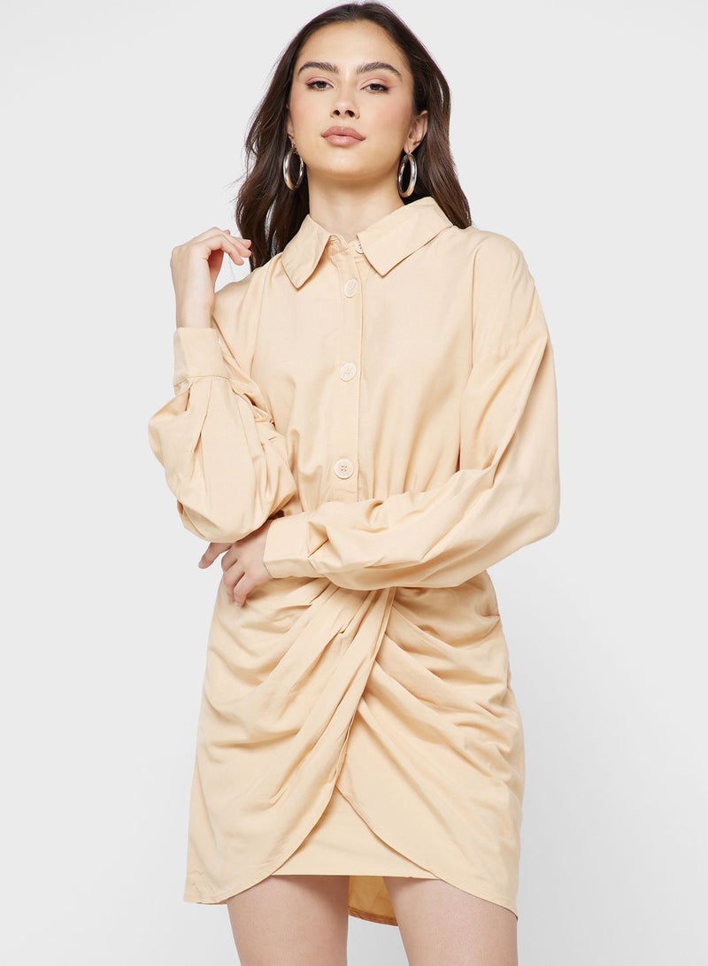 Front Twist Button Detail Dress