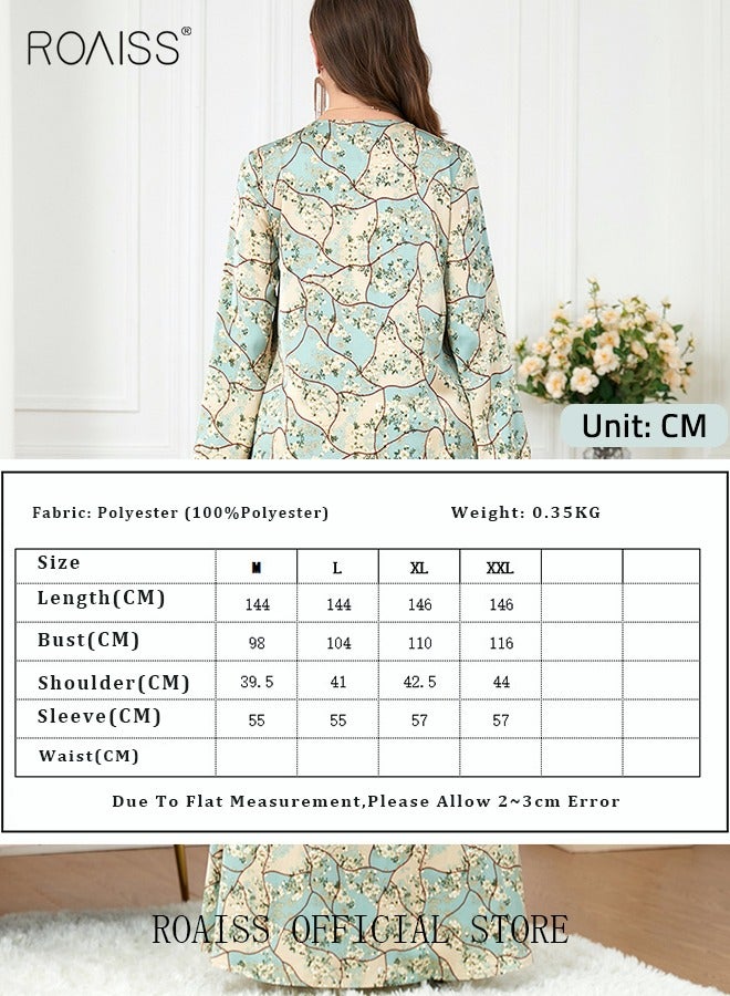 Ramadan Women Muslim Dress V-Collor Embroidery Evening Party Gown Bell Sleeve Long Dresses Party Robe Women Embroidery Islamic Dresses