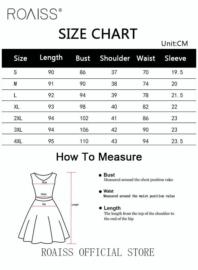 Ladies Short-Sleeve Tie-Neck Sheath Dress Women Short-Sleeve Belted Dress Invisible Zipper Women Elegant Professional Dress