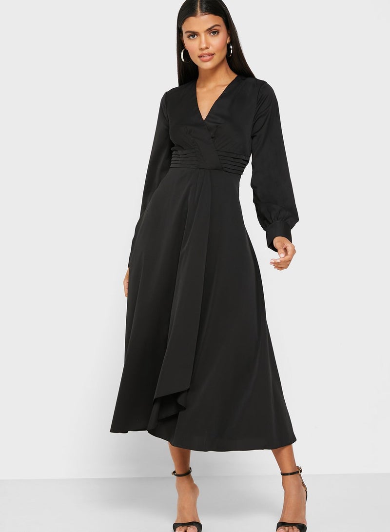 Wrap Front Midi Dress