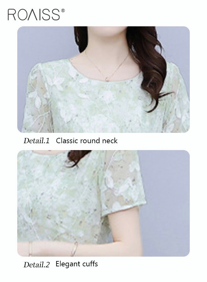 Women Lace Dress V Neck Dress Formal Elegant Dress Party Short Sleeve Dress Solid Color Summer Beach Dress Elegant Chiffon Dresses
