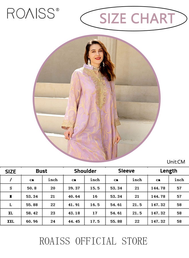 Abaya Style Robe with Printed Pattern Loose Fit Women Daily Casual Versatile Long Skirt Commuter Long Skirt