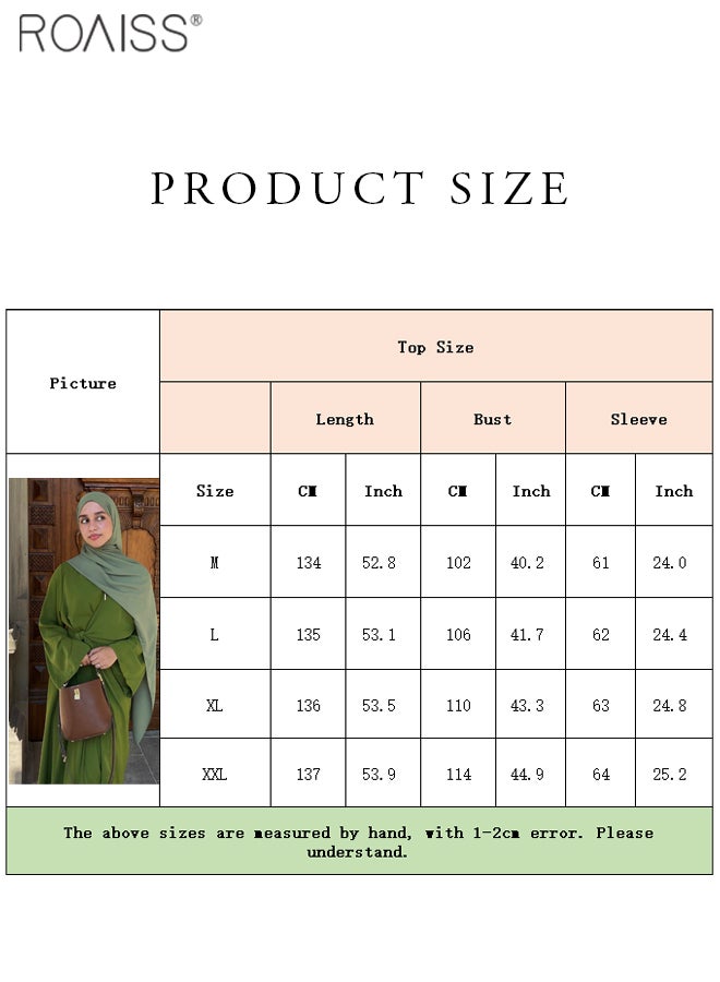 Women's Chiffon Muslim Dress Fashionable Loose Fitting Long Sleeved Banquet Dress Temperament Versatile Waist Tightening A-Line Dress