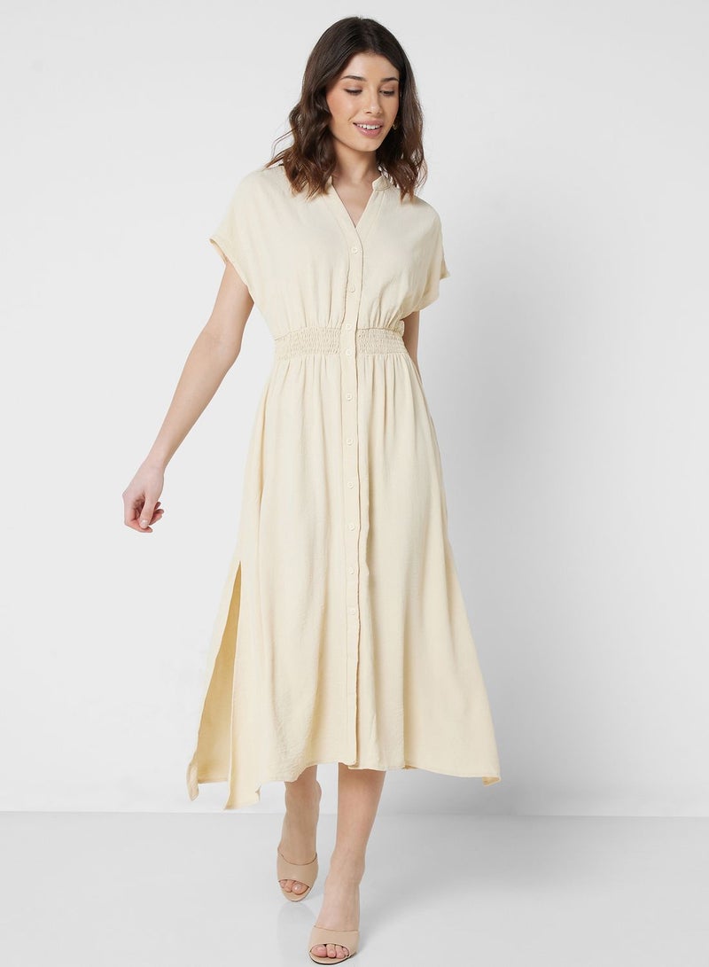 Smocked Waist Shirt Dress