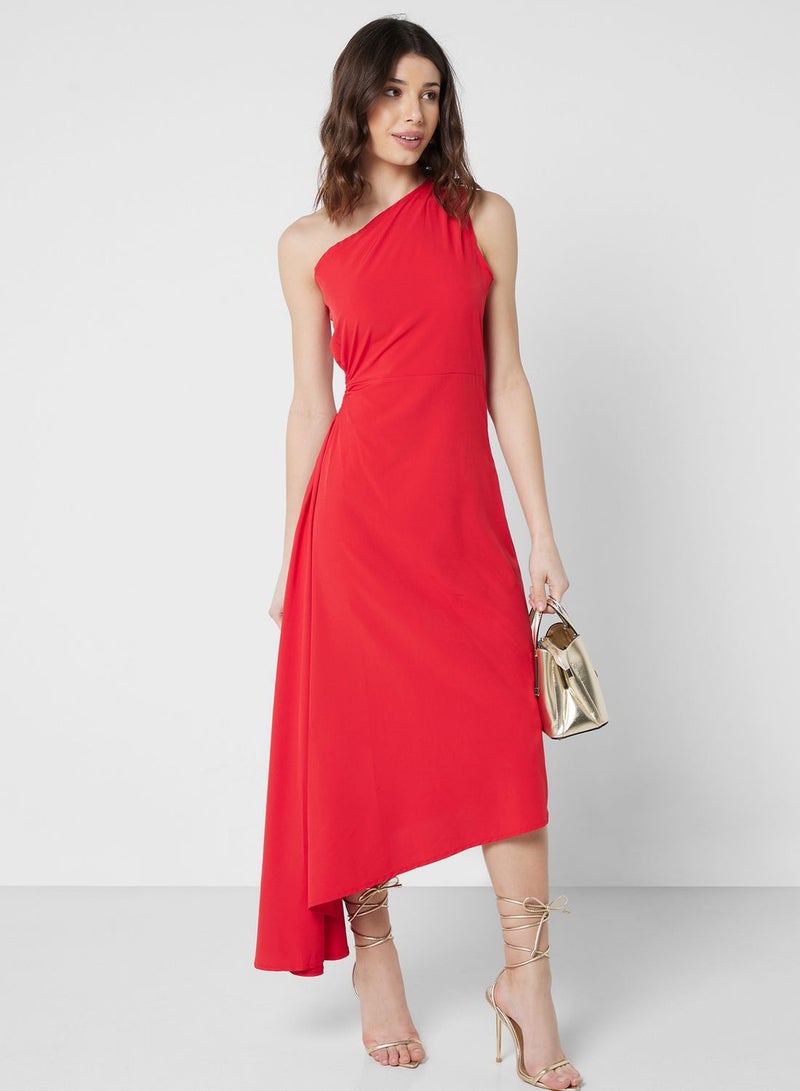 One Shoulder Asymmetric Cut Dress