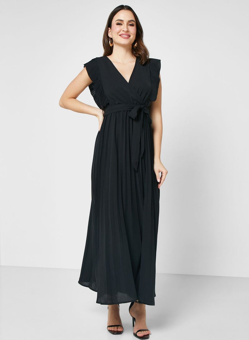 Pleated Wrap Dress