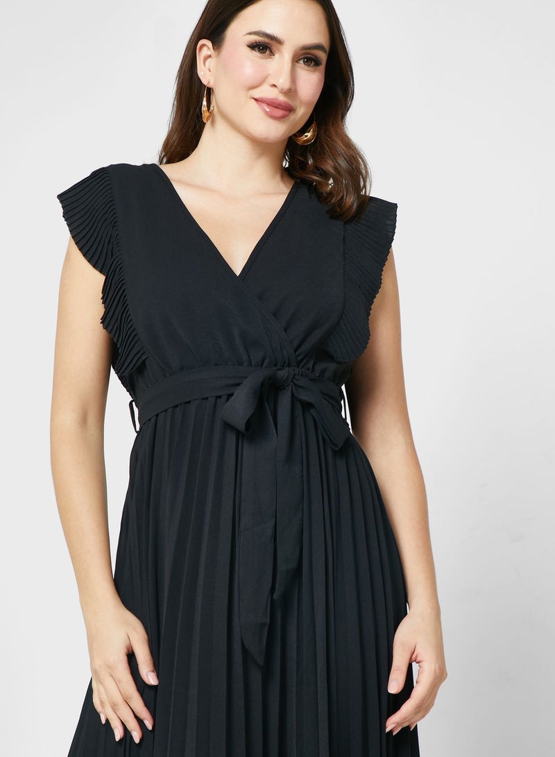 Pleated Wrap Dress