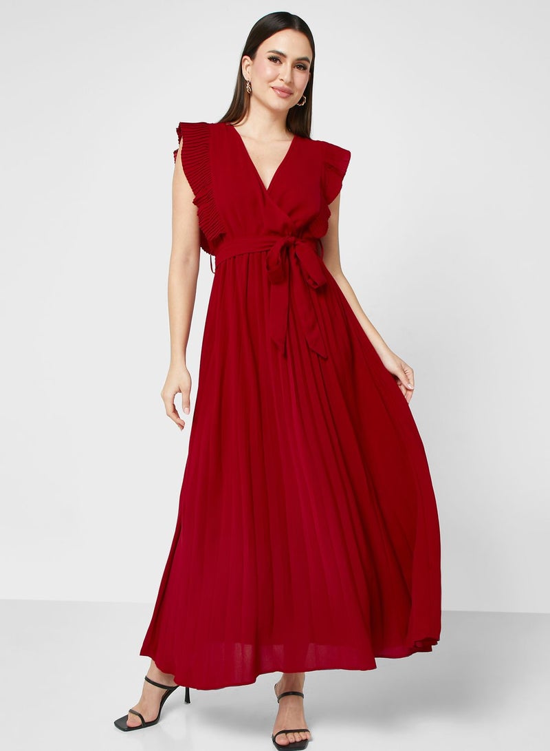 Pleated Wrap Dress