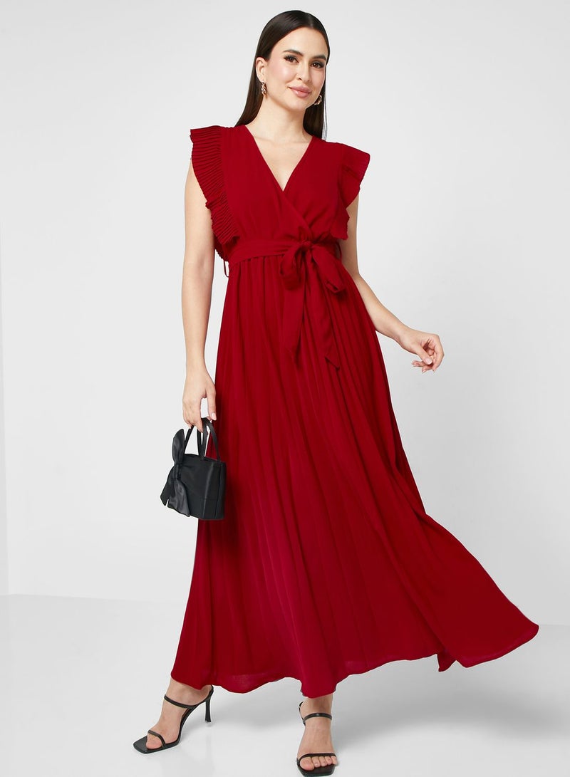 Pleated Wrap Dress