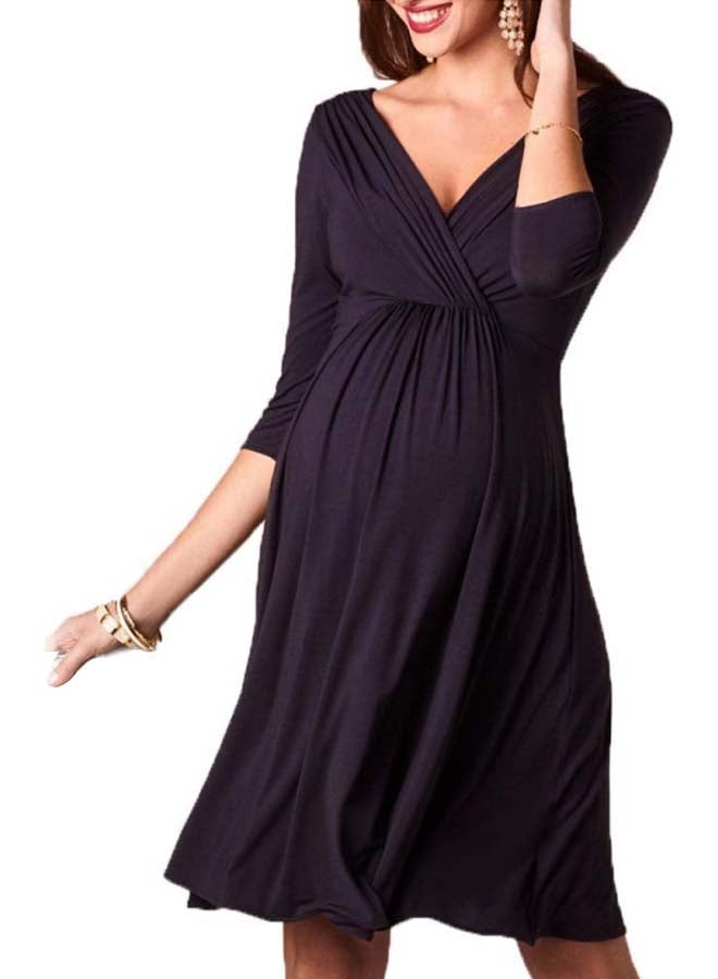 V-Neck Maternity Dress Black