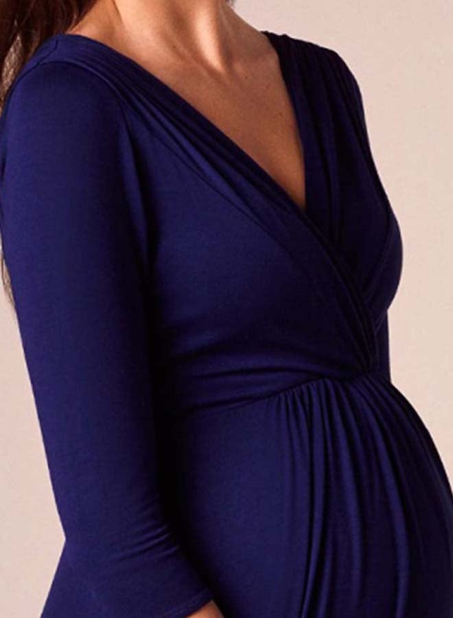 V-Neck Maternity Dress Dark blue