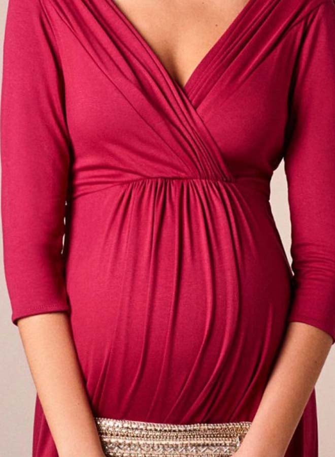 V-Neck Maternity Dress Burgundy