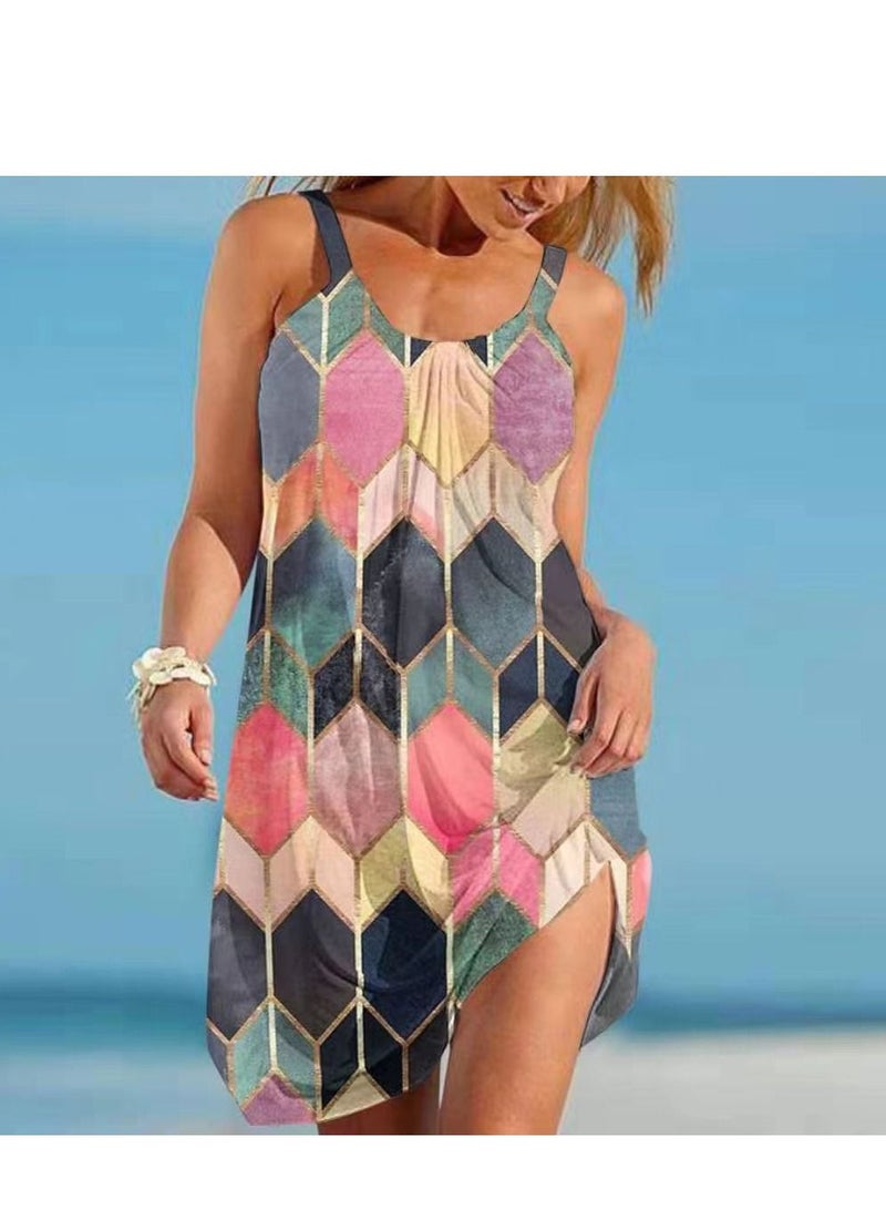 Summer Women Halter Fashion Print Dress