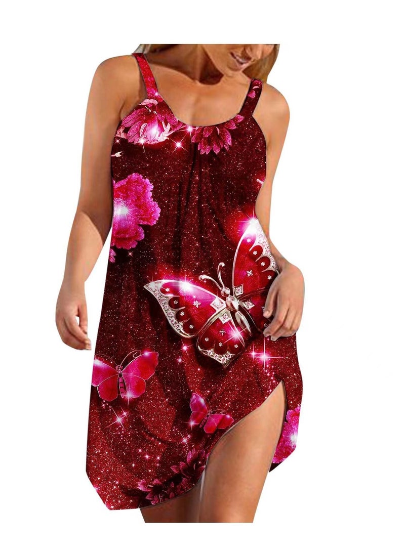 Summer Women Halter Fashion Print Dress