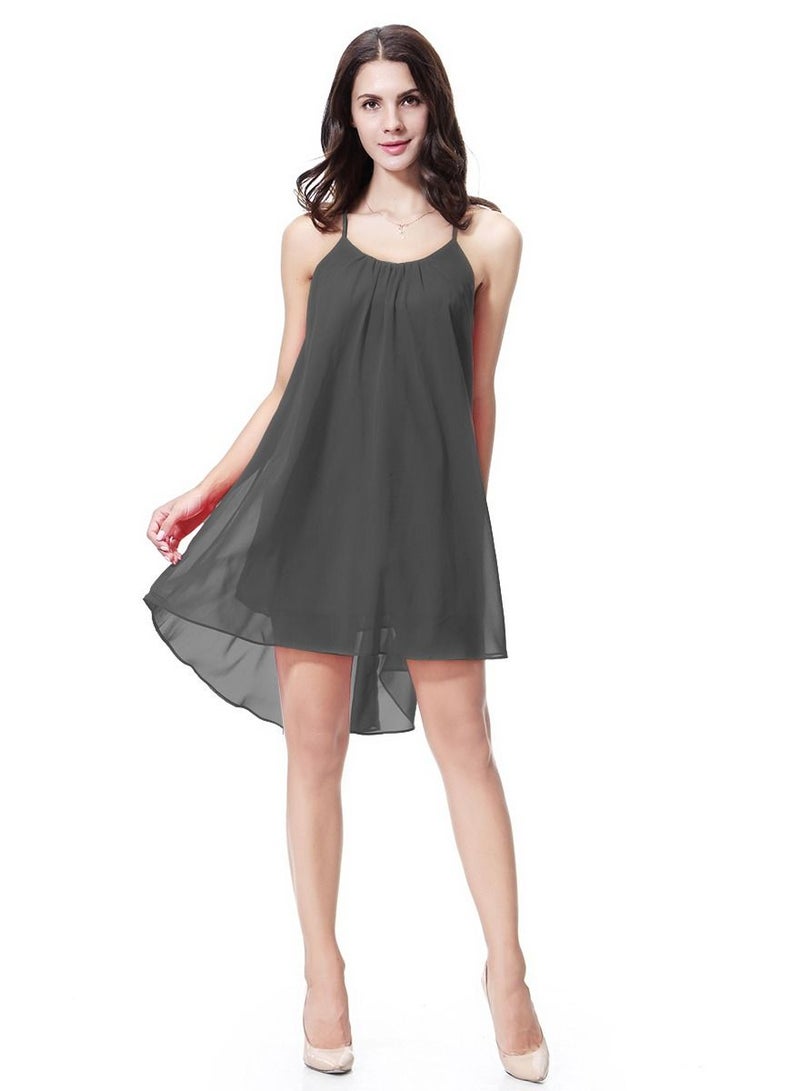 Women's Solid Color Chiffon Mini Slip Dress Dark Grey