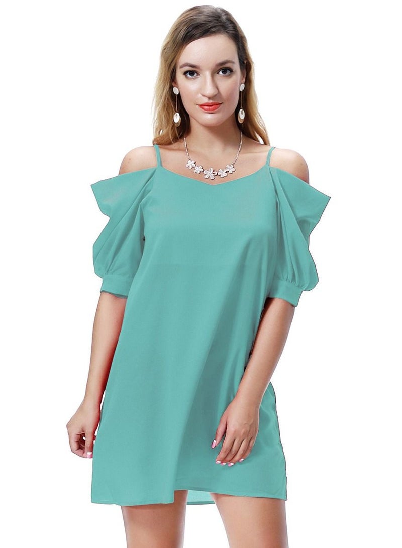 Women's Solid Color Off-Shoulder Mini Slip Dress Dusty Green