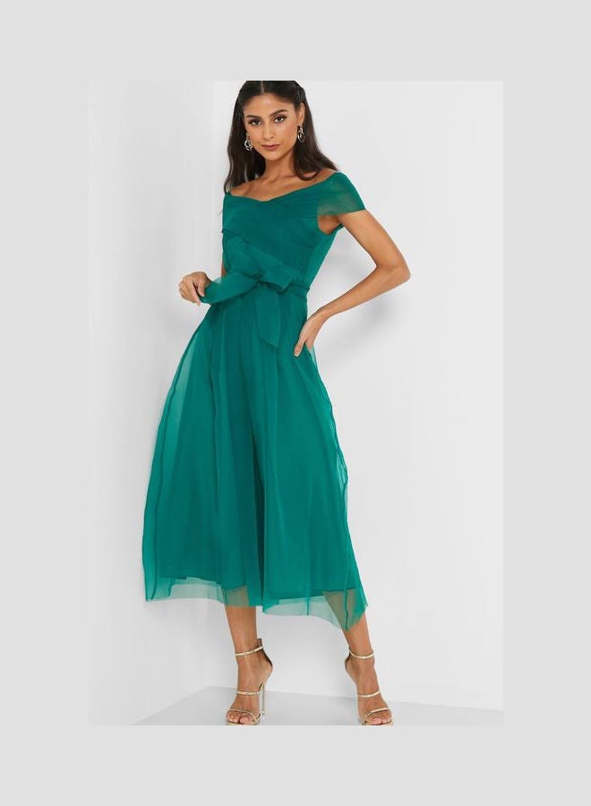 Off-Shoulder Sweetheart Dress Green
