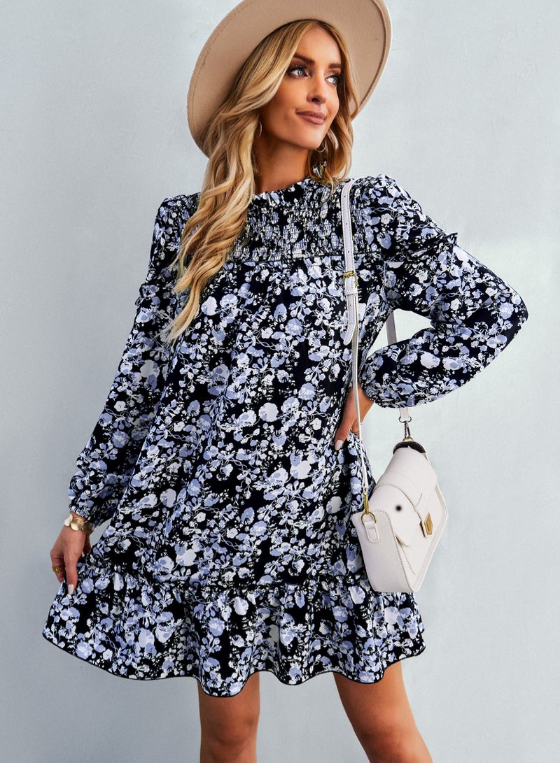 Floral Reduction Holiday Casual Dress Multicolour