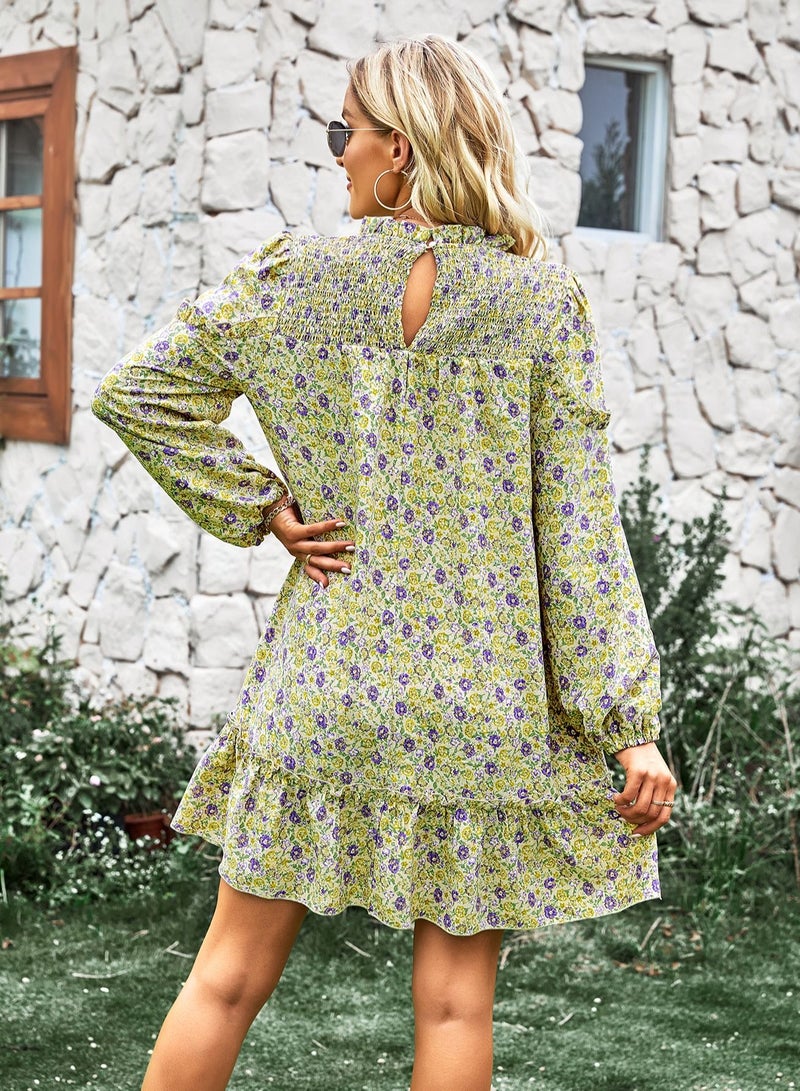 Floral Reduction Holiday Casual Dress Multicolour