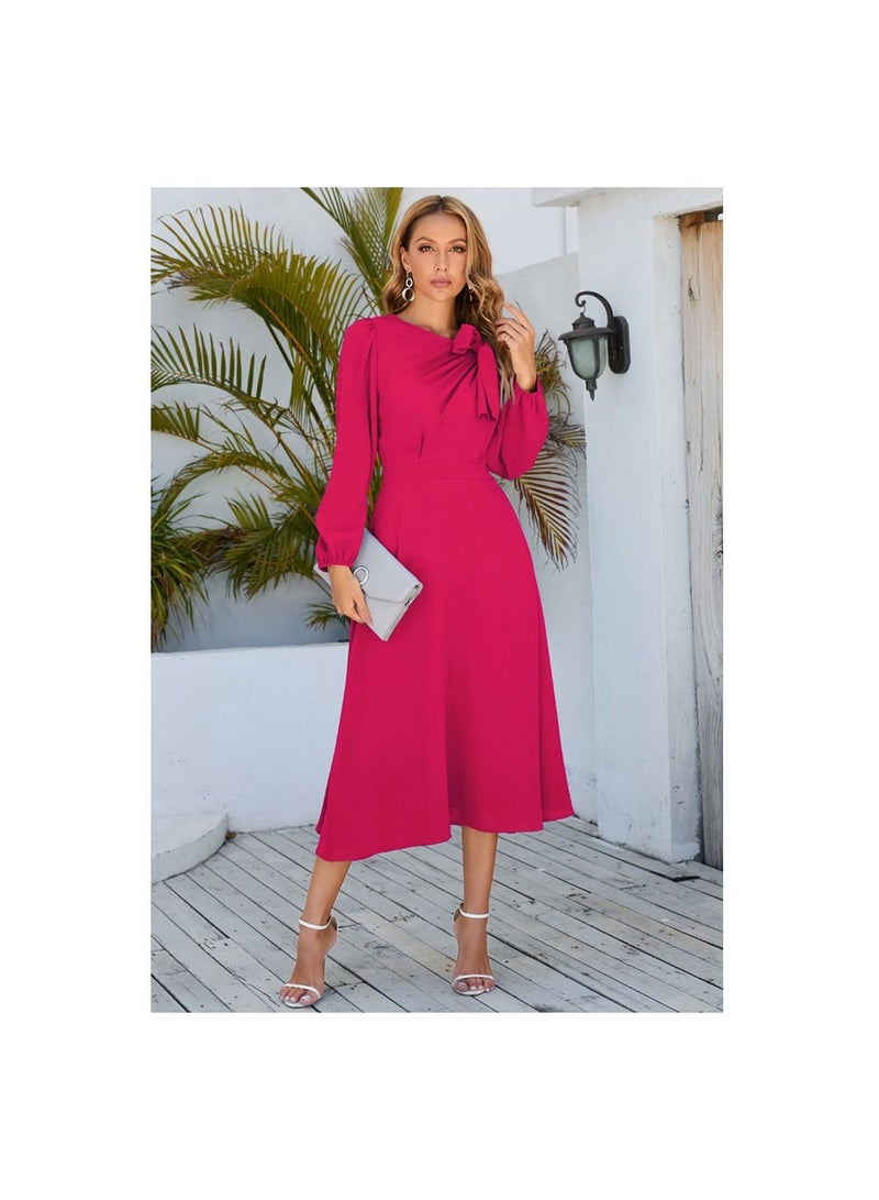 Long Sleeved Bow A-line Women's Dress