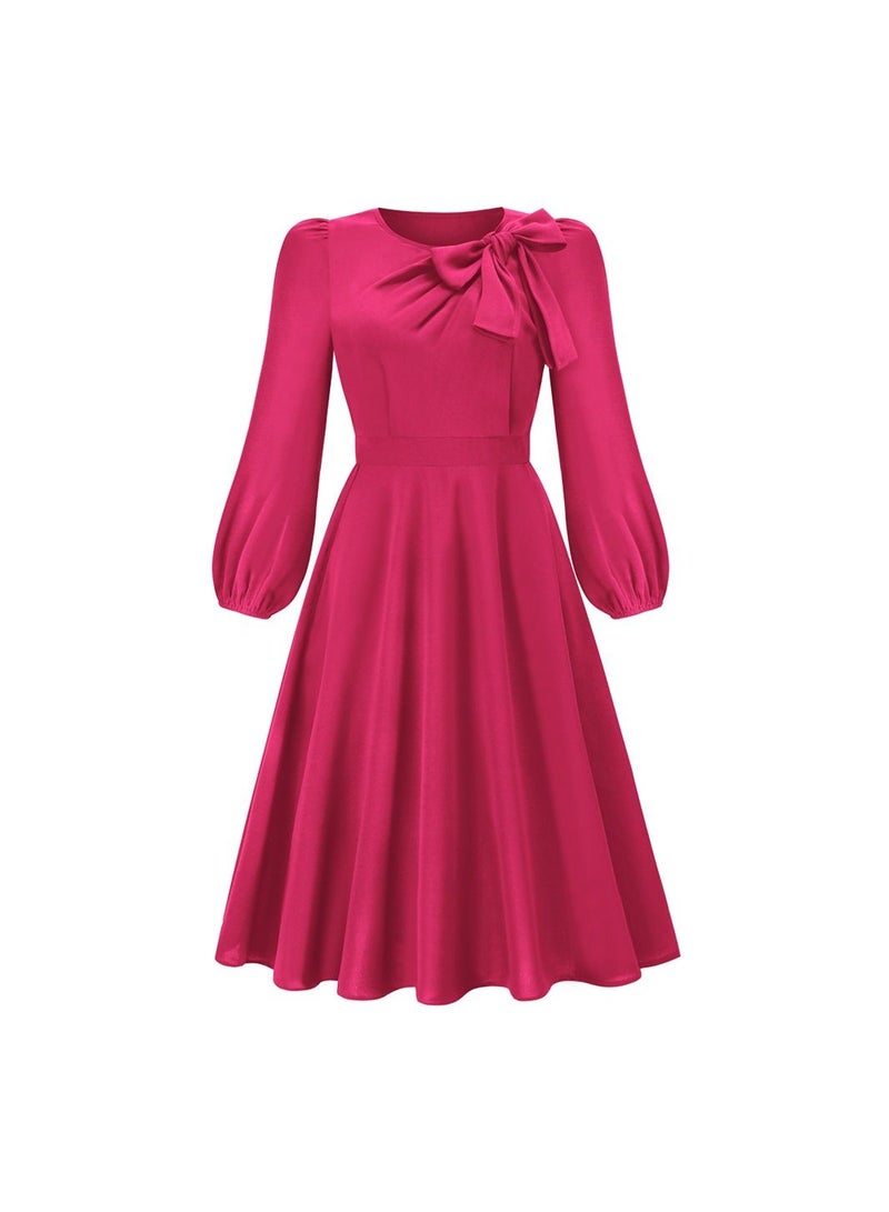 Long Sleeved Bow A-line Women's Dress