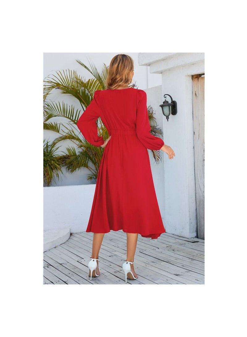 Long Sleeved Bow A-line Women's Dress