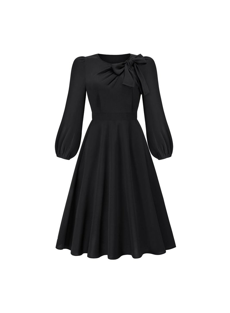 Long Sleeved Bow A-line Women's Dress
