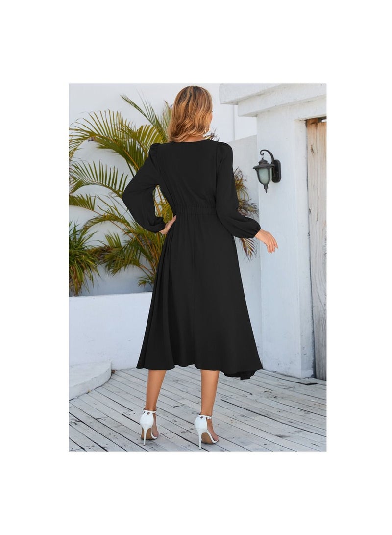 Long Sleeved Bow A-line Women's Dress