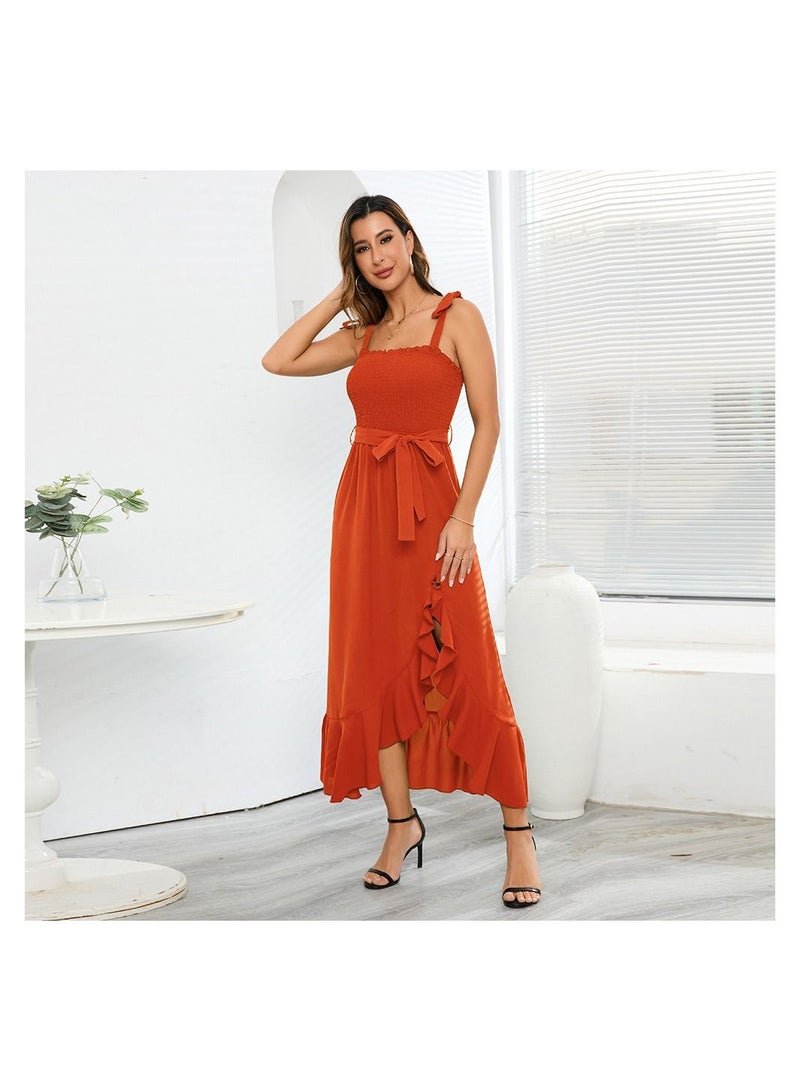 A Stylish Halter Dress With Irregular Slits