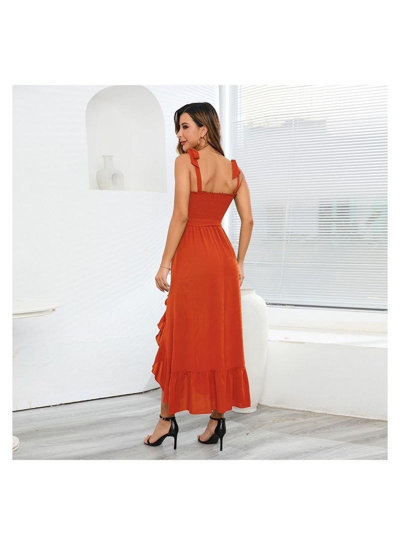 A Stylish Halter Dress With Irregular Slits