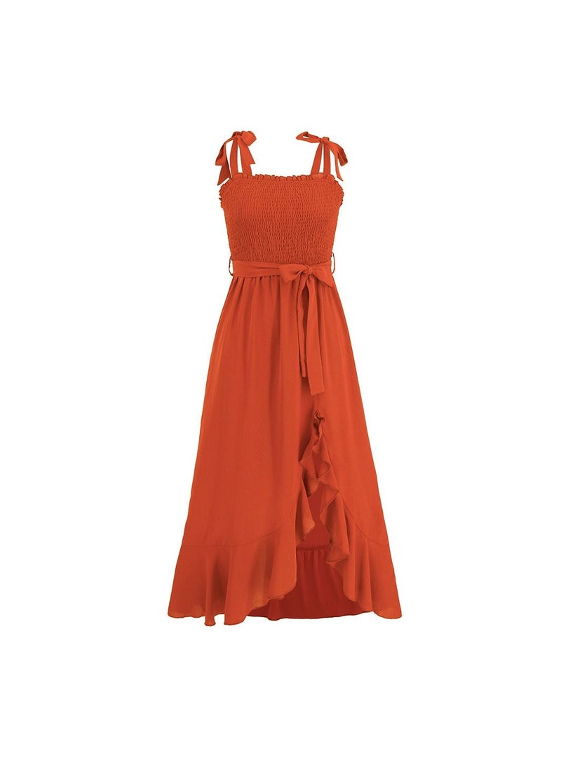 A Stylish Halter Dress With Irregular Slits