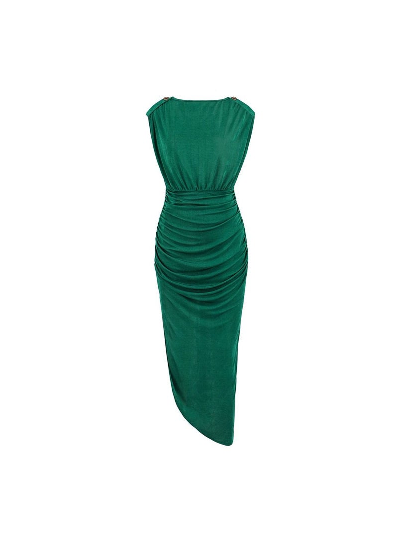 Temperament Pleated Side Split Dress