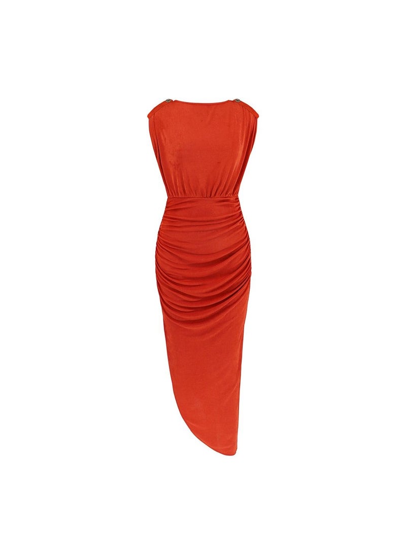 Temperament Pleated Side Split Dress