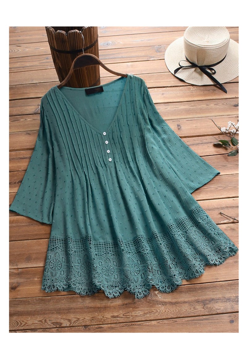 V-neck Dress Pure Color Simple