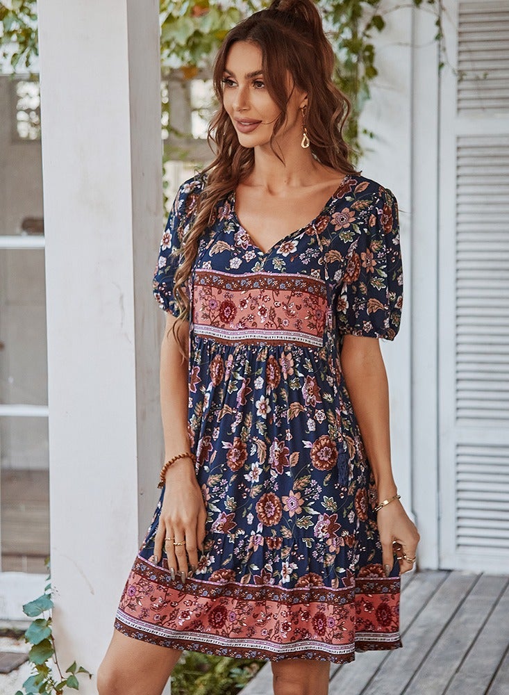 Bohemian Casual Holiday Dress Multicolour