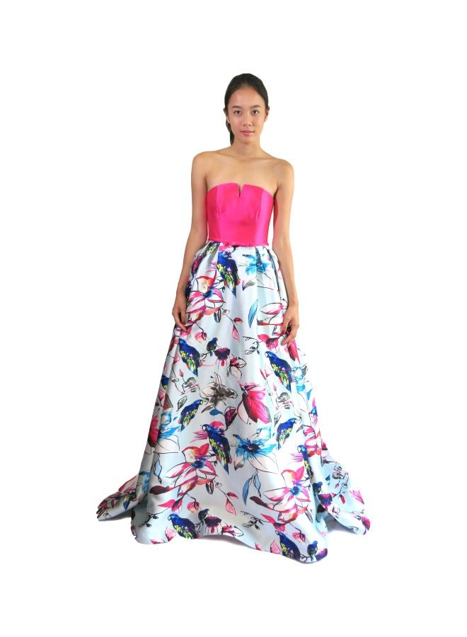 Floral Printed Maxi Dress Pink/White/Blue